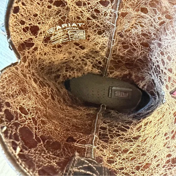 Ariat Dandy Sassy Inlay Brown Leather Western Boots - Picture 3 of 12